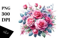 Vibrant Watercolor with Pink Roses | Clipart Product Image 3