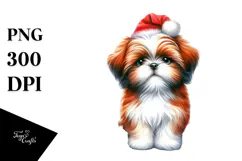 Shih Tzu with Christmas Decorations PNG Product Image 1