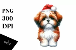 Shih Tzu with Christmas Decorations PNG Product Image 1