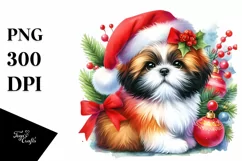Shih Tzu with Christmas Decorations PNG Product Image 1