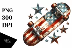 Vintage Skateboard | Watercolor Stars Product Image 3