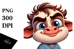 Goofy Baby Calf with Mischievous Grin PNG Product Image 1