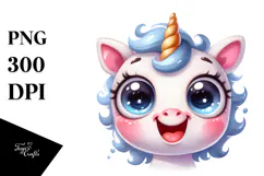 Funny Baby Face Unicorn PNG Product Image 1
