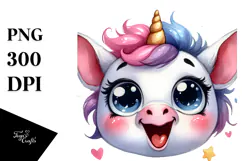 Funny Baby Face Unicorn PNG Product Image 1
