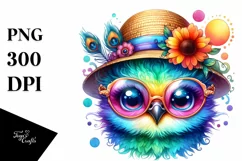 Colorful Layered Baby Peacock with Sun es | Clipart Product Image 1