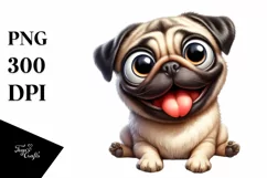 Cute Funny Smiling Pug Watercolor Clipart Product Image 3