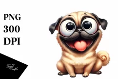 Cute Funny Smiling Pug Watercolor Clipart Product Image 1