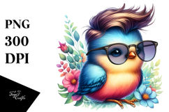 Cute Baby Bird Playing, Vibrant Drawing PNG Product Image 1