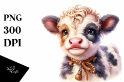 Smiling Baby Highland Cow | Clipart Product Image 3