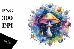 Colorful Magical Celestial Astral Mushroom | Clipart Product Image 1