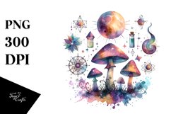 Colorful Magical Celestial Astral Mushroom | Clipart Product Image 3