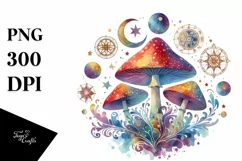 Colorful Magical Celestial Astral Mushroom | Clipart Product Image 3