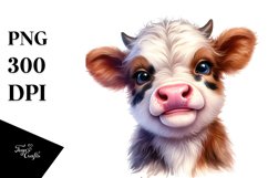 Cute Watercolor Baby Highland Cow | Clipart Product Image 3