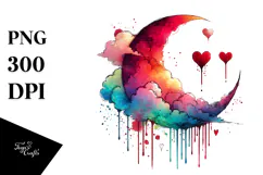 Colorful Digital Painting with Half Moon PNG Product Image 1
