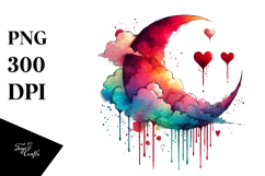 Colorful Digital Painting with Half Moon PNG Product Image 1