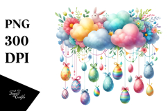 Colorful Cloud Easter Eggs PNG Product Image 1