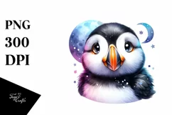 Colorful Small Baby Puffin Smiling Moon Product Image 1