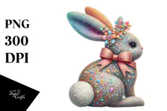 Colorful Vintage Bunny Sitting PNG Product Image 1