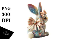 Colorful Vintage Bunny Sitting PNG Product Image 1