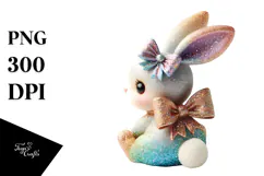 Colorful Vintage Bunny Sitting PNG Product Image 1