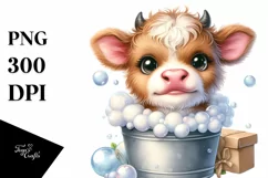 Cute Baby Highland Cow, PNG Product Image 3
