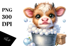 Cute Baby Highland Cow, PNG Product Image 1