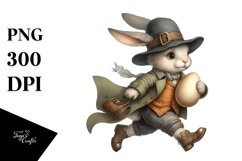 Goofy Bunny Running with Eggs PNG Product Image 1