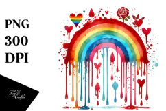 Colorful Washed Rainbow with Blood and Hearts, Transparent Product Image 1