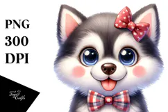 Happy Baby Siberian Husky PNG Product Image 1