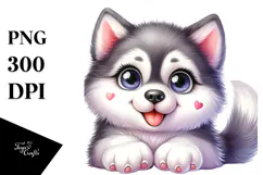 Happy Baby Siberian Husky PNG Product Image 1