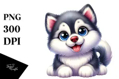 Happy Baby Siberian Husky PNG Product Image 1
