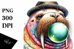Colorful Walrus Chewing Gum | Sublimation Clipart Product Image 1