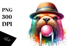 Colorful Walrus Chewing Gum | Sublimation Clipart Product Image 1