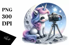 Baby Unicorn Moon Photography | Clipart Product Image 1
