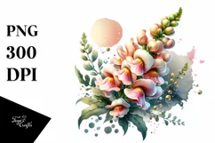 Watercolor Glossy Snapdragon Made of Material | Clipart Product Image 1