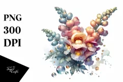 Watercolor Glossy Snapdragon Made of Material | Clipart Product Image 3