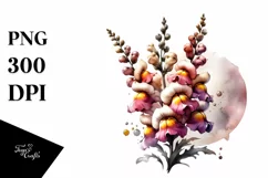 Watercolor Glossy Snapdragon Made of Material | Clipart Product Image 3