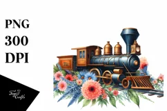 Watercolor Patriotic Train Flowers Eagle Product Image 1