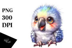 Energetic Cute Baby Parrot PNG Product Image 1