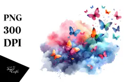 Colorful Butterfly Silhouettes PNG Product Image 1