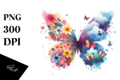 Butterfly Silhouettes, Colorful PNG Product Image 1