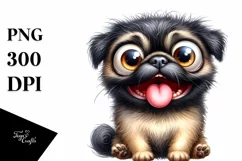 Cute Funny Smiling Pug Watercolor Clipart Product Image 1