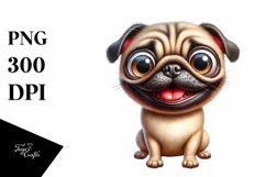 Cute Funny Smiling Pug Watercolor Clipart Product Image 3