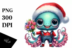 Octopus Santa Suit Jeans Happy Teeth | Clipart Product Image 1