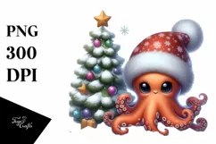 Cute Baby Octopus Christmas Tree PNG Product Image 1