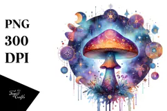 Vibrant Magical Celestial Mushroom Tarot PNG Product Image 1