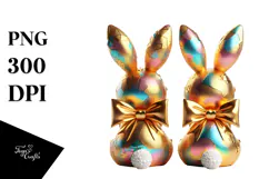 Colorful Retro Bunnies Sitting PNG Product Image 1