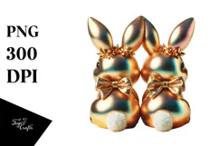 Colorful Retro Sitting Bunnies PNG Product Image 1
