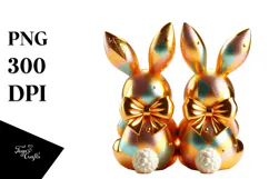 Colorful Retro Bunnies Sitting PNG Product Image 1