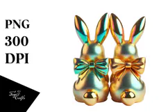 Colorful Retro Bunnies Sitting PNG Product Image 1